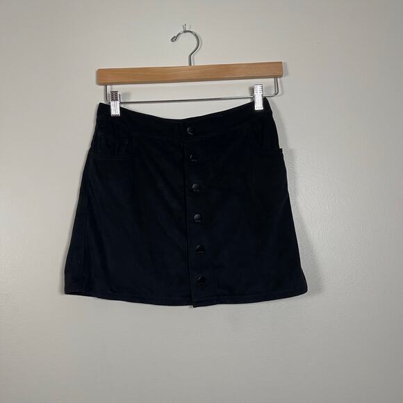 Express • Faux Suede Button Front Mini A Line Skirt - Picture 1 of 5